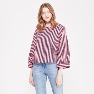 TOPSHOP Cropped Balloon Sleeve Striped Top SIZE 4